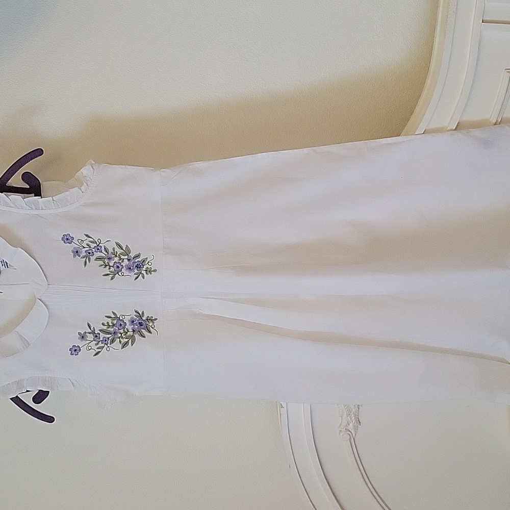 April Cornell White Dress with Floral Embroidery